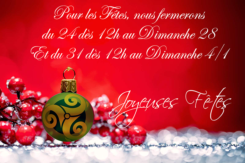 Horaires de fermeture de fin d'année